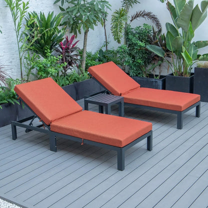 Chelsea Modern Outdoor Chaise Lounge With Side Table & Cushions Set of Two - Elax Furniture