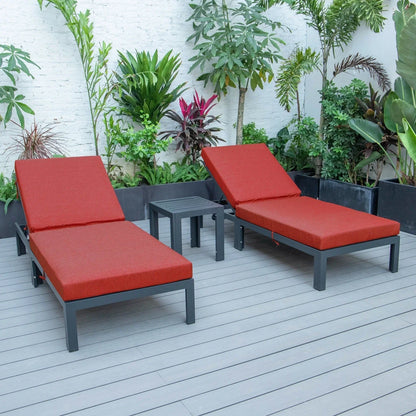 Chelsea Modern Outdoor Chaise Lounge With Side Table & Cushions Set of Two - Elax Furniture