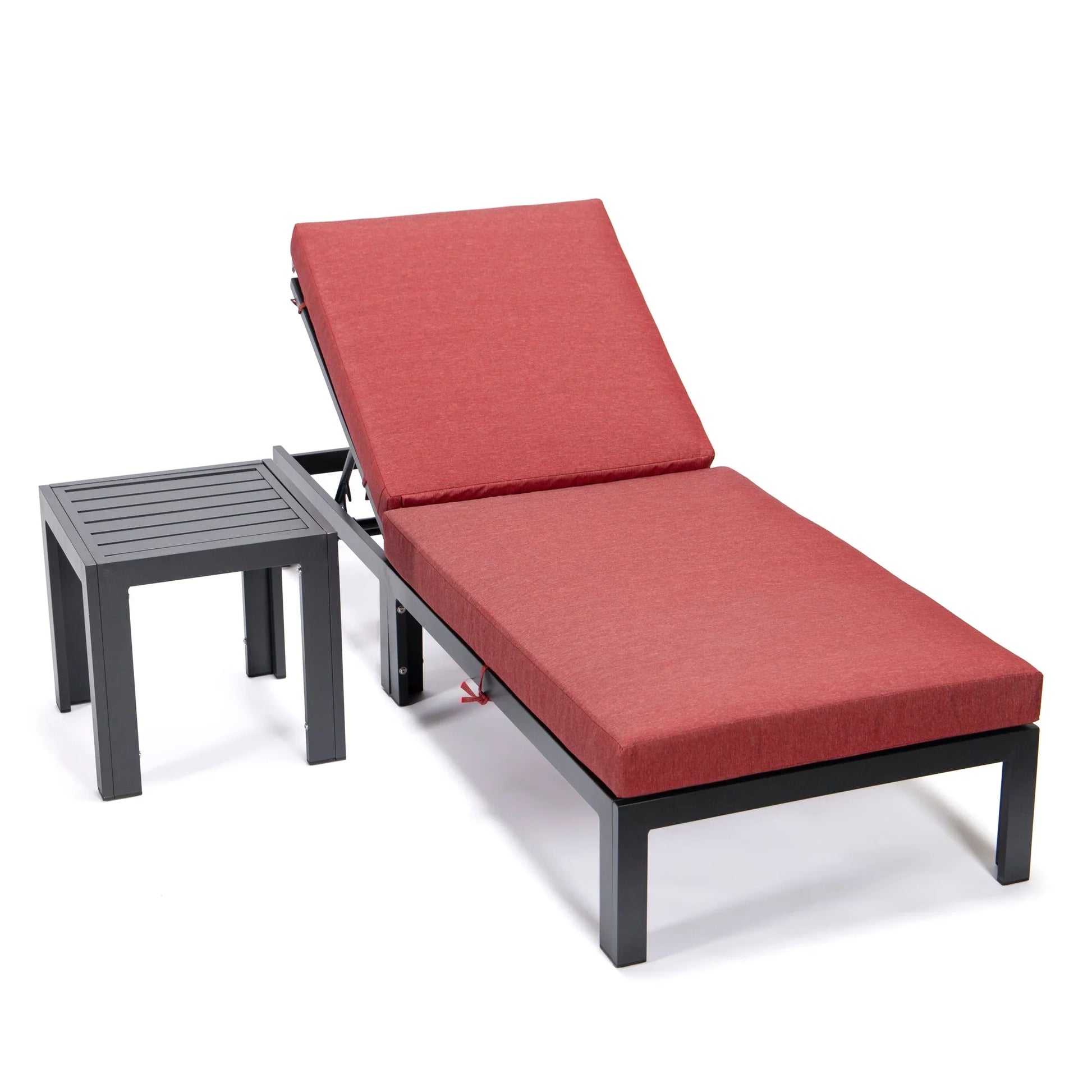 Chelsea Outdoor Chaise Lounge Chair With Side Table and Removable Cushions - Elax Furniture