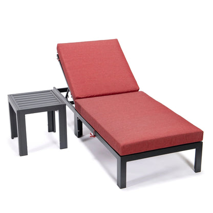 Chelsea Outdoor Chaise Lounge Chair With Side Table and Removable Cushions - Elax Furniture