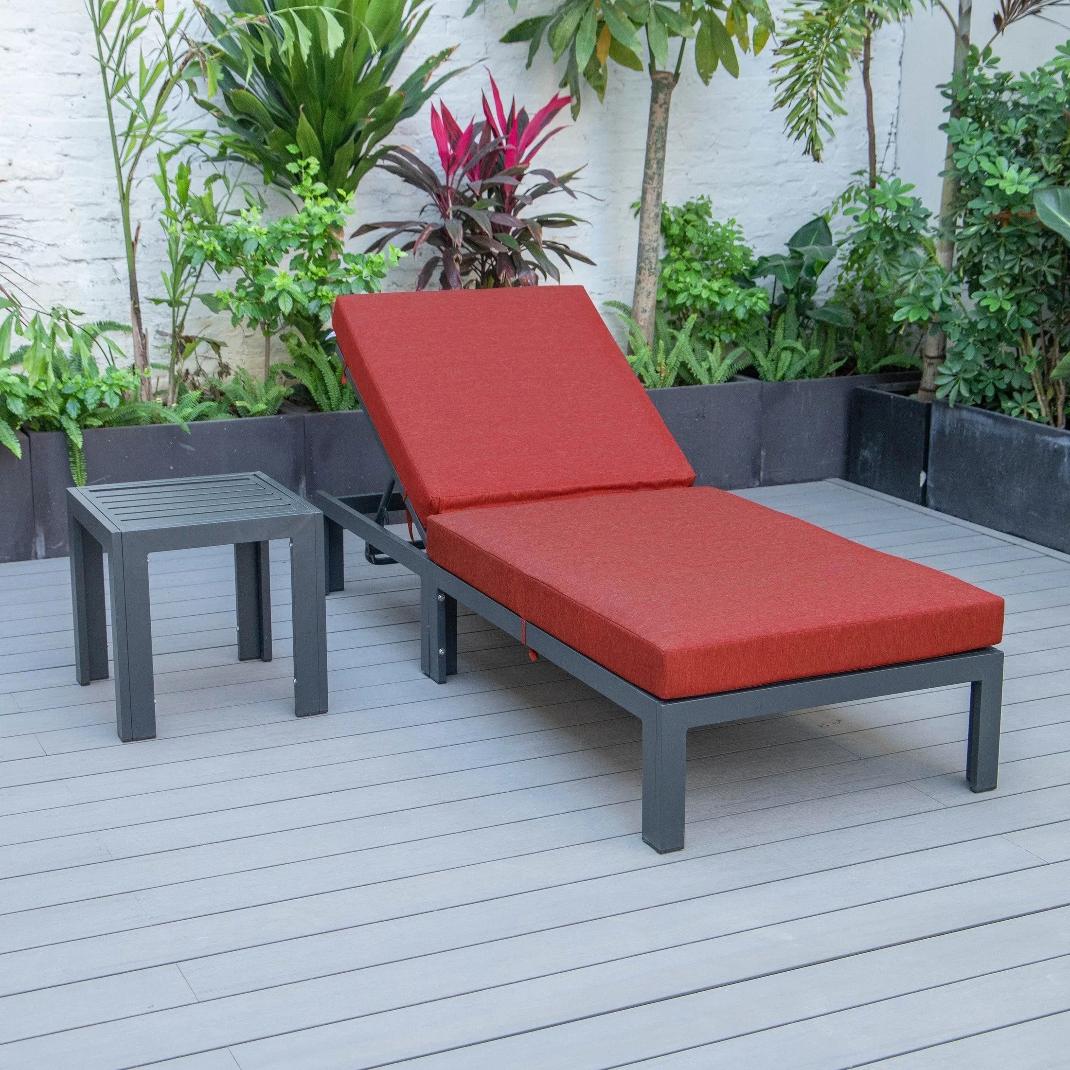 Chelsea Outdoor Chaise Lounge Chair With Side Table and Removable Cushions - Elax Furniture