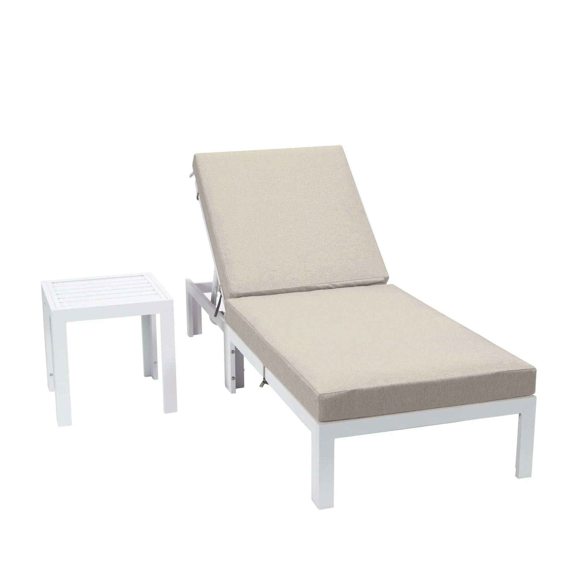 Chelsea Outdoor Chaise Lounge Chair With Side Table and Removable Cushions - Elax Furniture