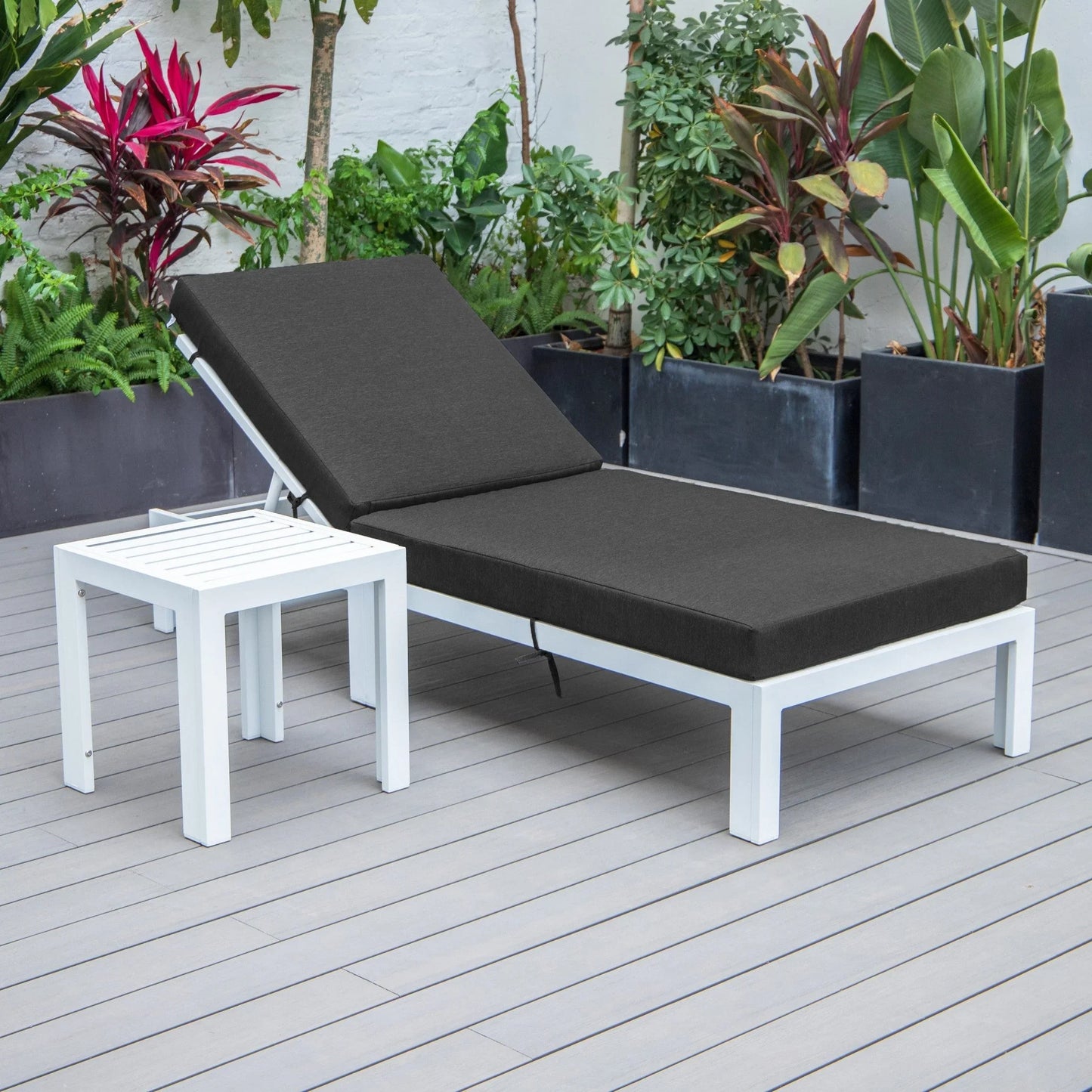 Chelsea Outdoor Chaise Lounge Chair With Side Table and Removable Cushions - Elax Furniture