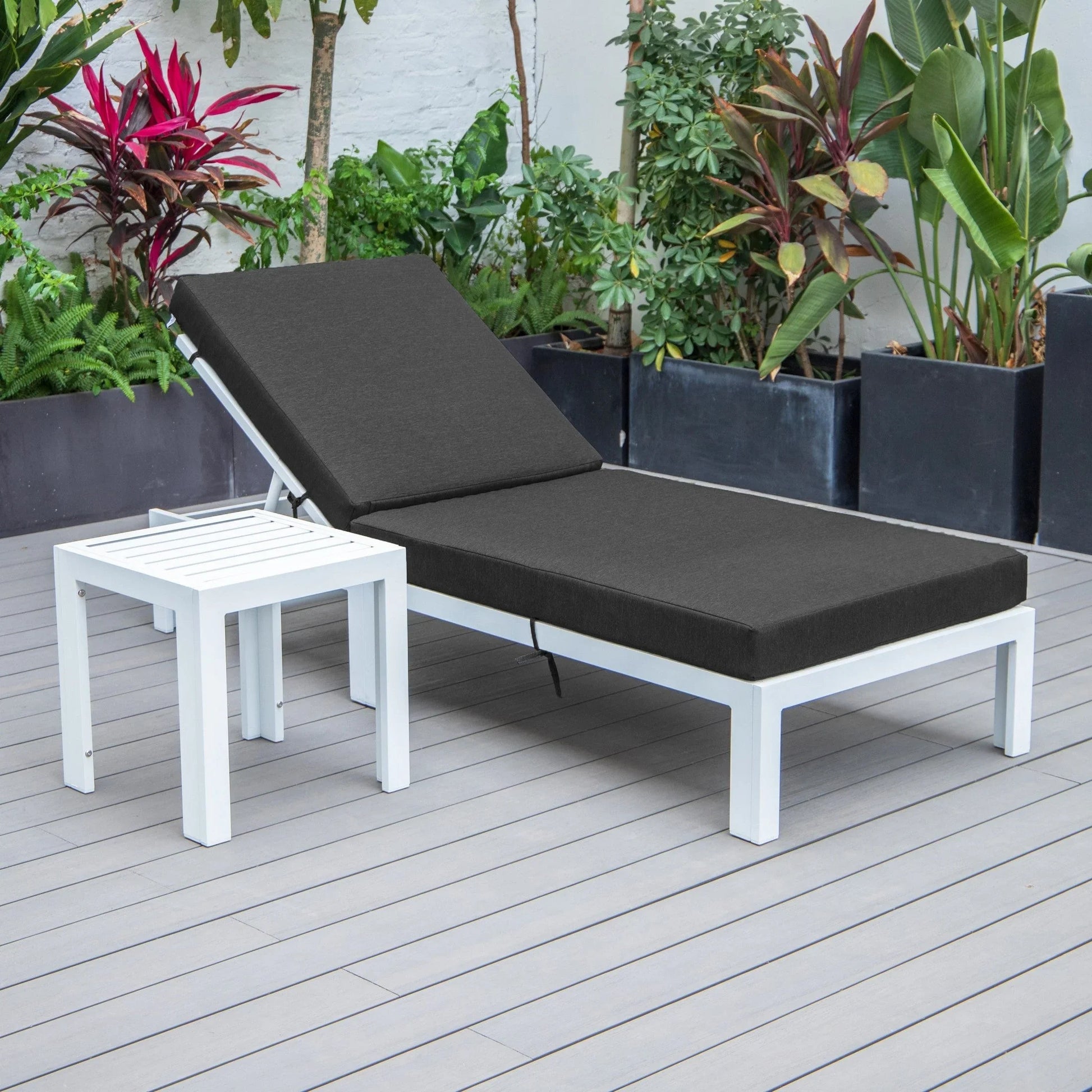 Chelsea Outdoor Chaise Lounge Chair With Side Table and Removable Cushions - Elax Furniture