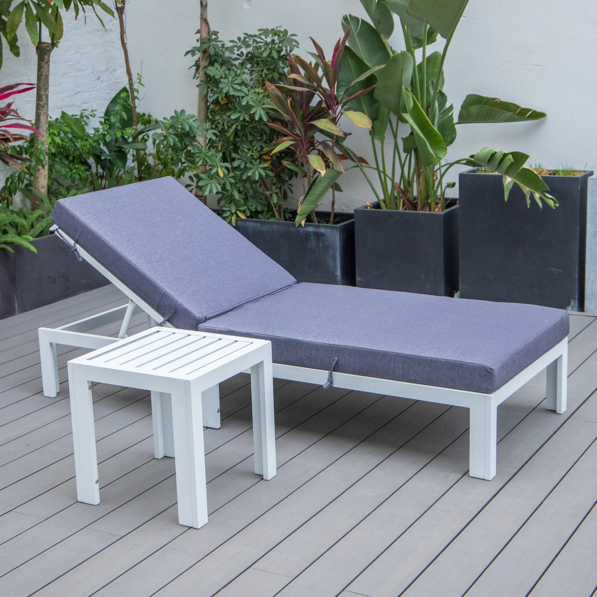 Chelsea Outdoor Chaise Lounge Chair With Side Table and Removable Cushions - Elax Furniture