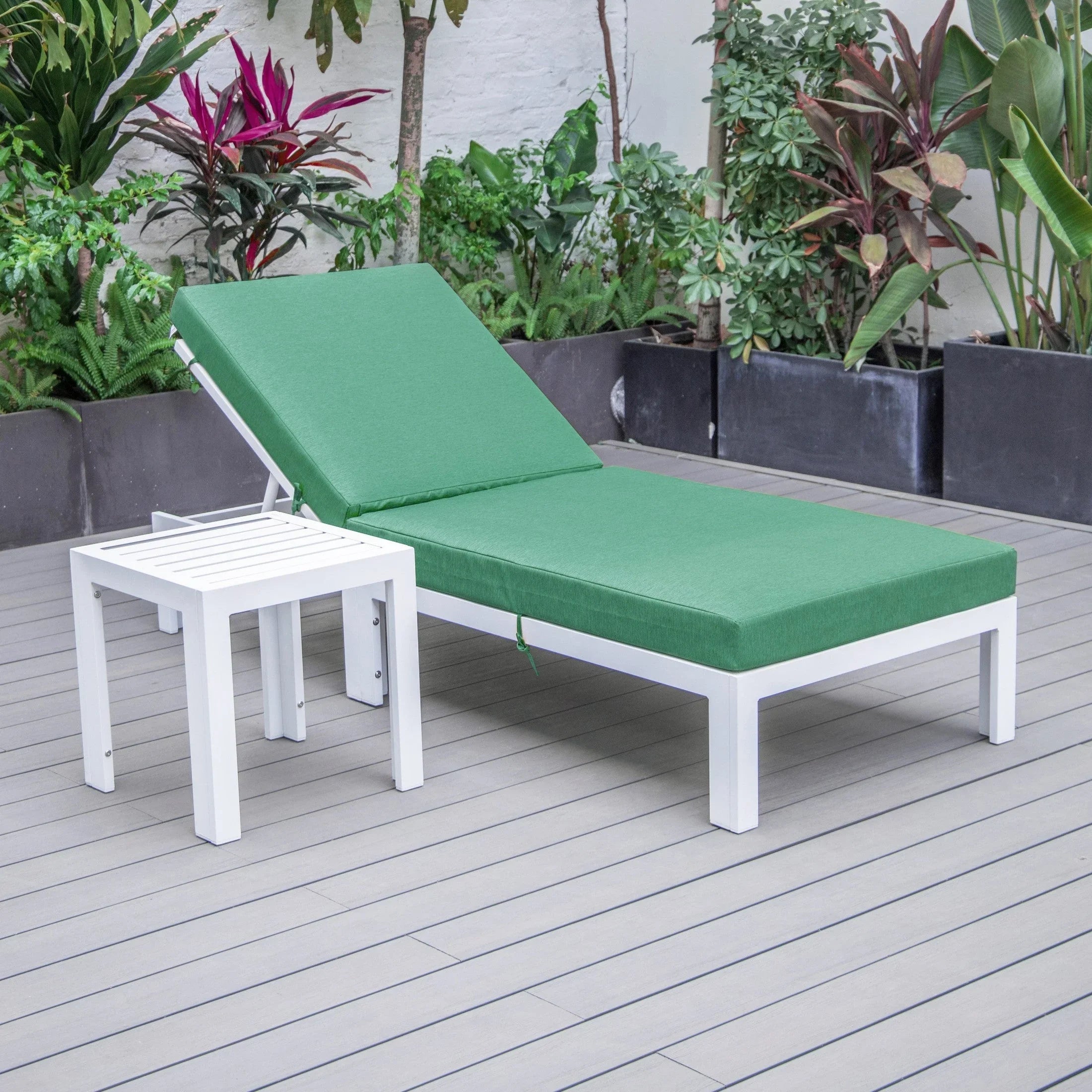 Chelsea Outdoor Chaise Lounge Chair With Side Table and Removable Cushions - Elax Furniture