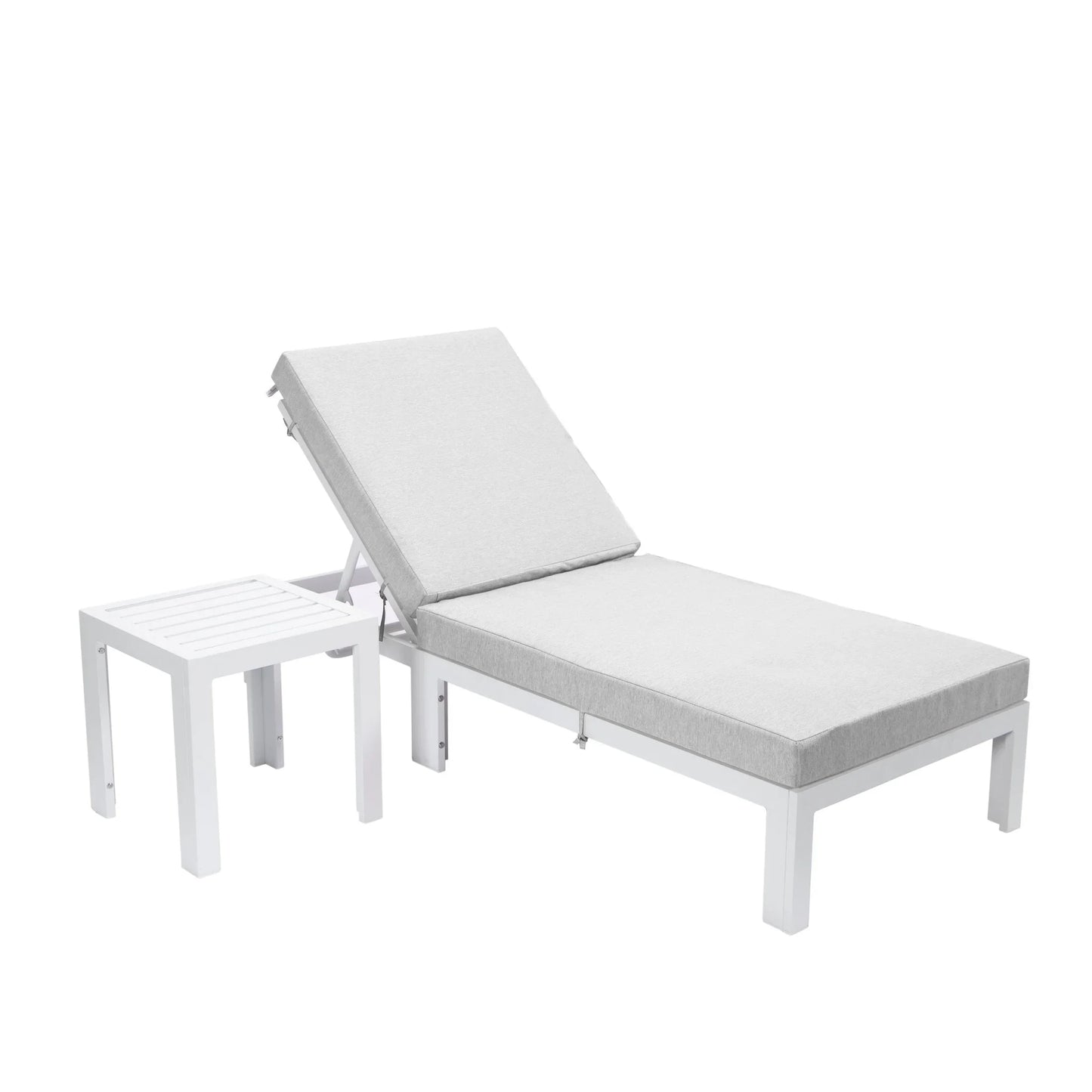 Chelsea Outdoor Chaise Lounge Chair With Side Table and Removable Cushions - Elax Furniture