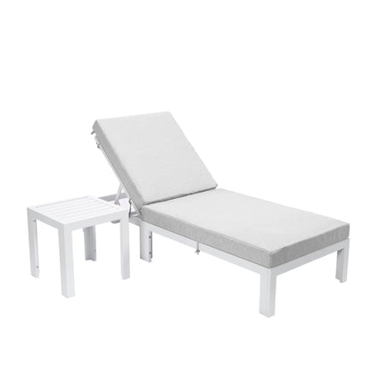 Chelsea Outdoor Chaise Lounge Chair With Side Table and Removable Cushions - Elax Furniture