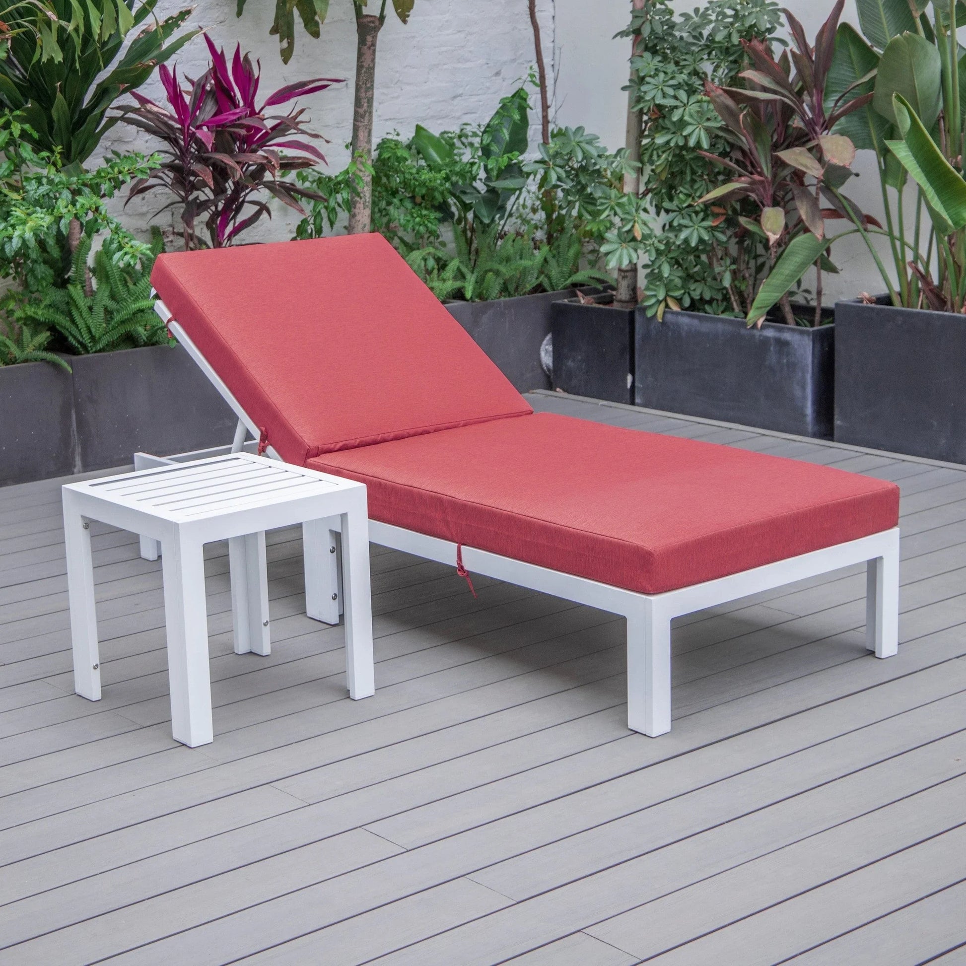 Chelsea Outdoor Chaise Lounge Chair With Side Table and Removable Cushions - Elax Furniture