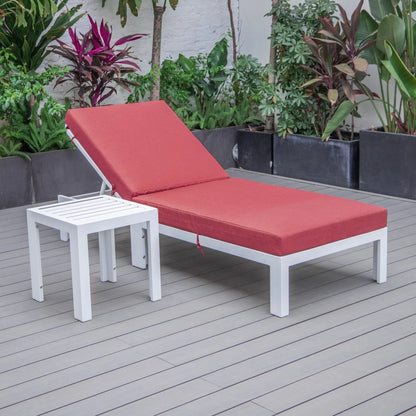 Chelsea Outdoor Chaise Lounge Chair With Side Table and Removable Cushions - Elax Furniture