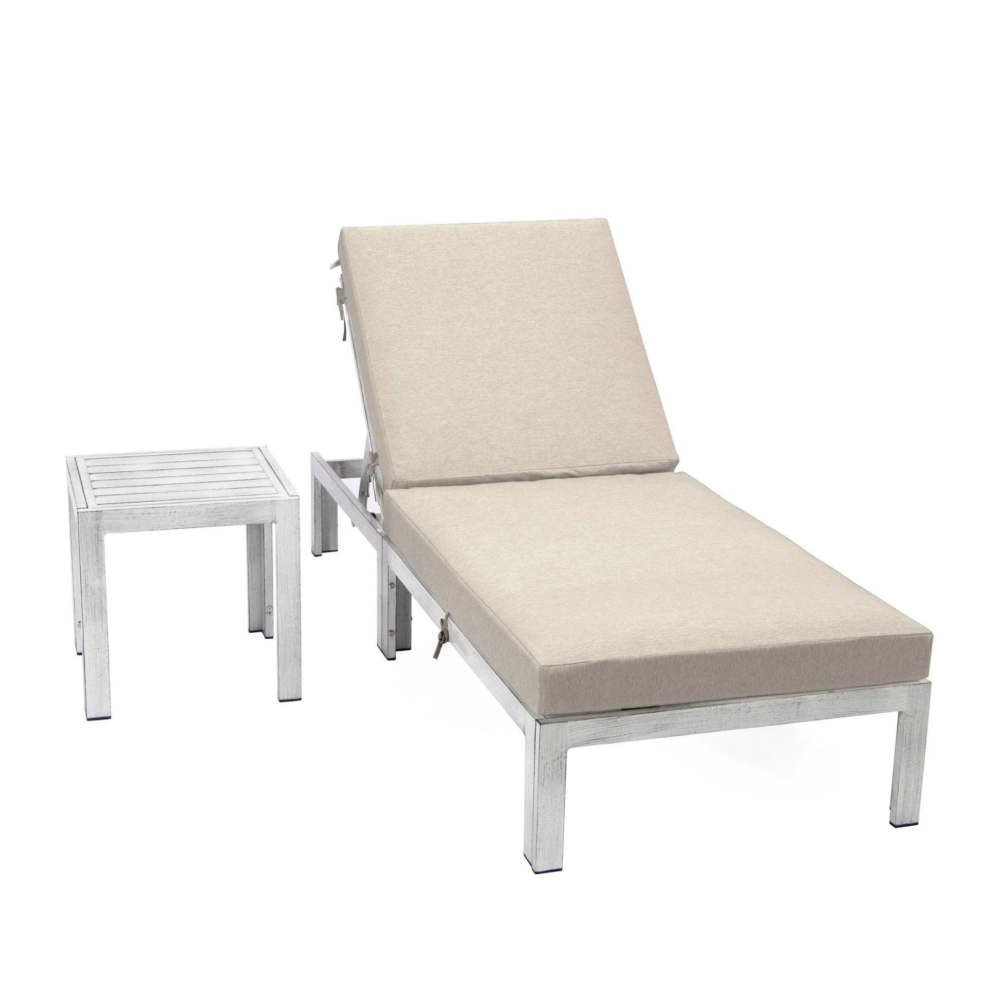 Chelsea Outdoor Chaise Lounge Chair With Side Table and Removable Cushions - Elax Furniture