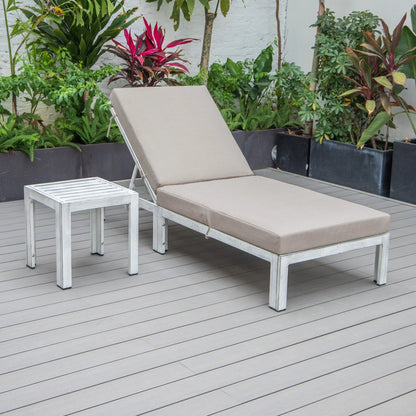 Chelsea Outdoor Chaise Lounge Chair With Side Table and Removable Cushions - Elax Furniture