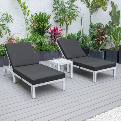 Chelsea Modern Outdoor Weathered Grey Chaise Lounge With Side Table & Cushions Set of Two - Elax Furniture