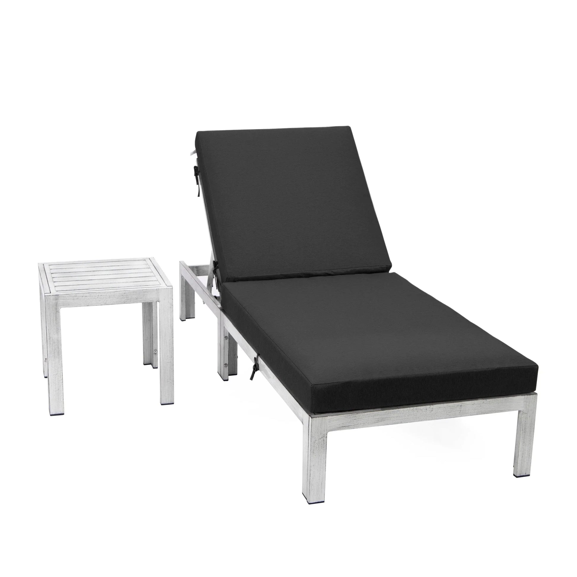 Chelsea Outdoor Chaise Lounge Chair With Side Table and Removable Cushions - Elax Furniture