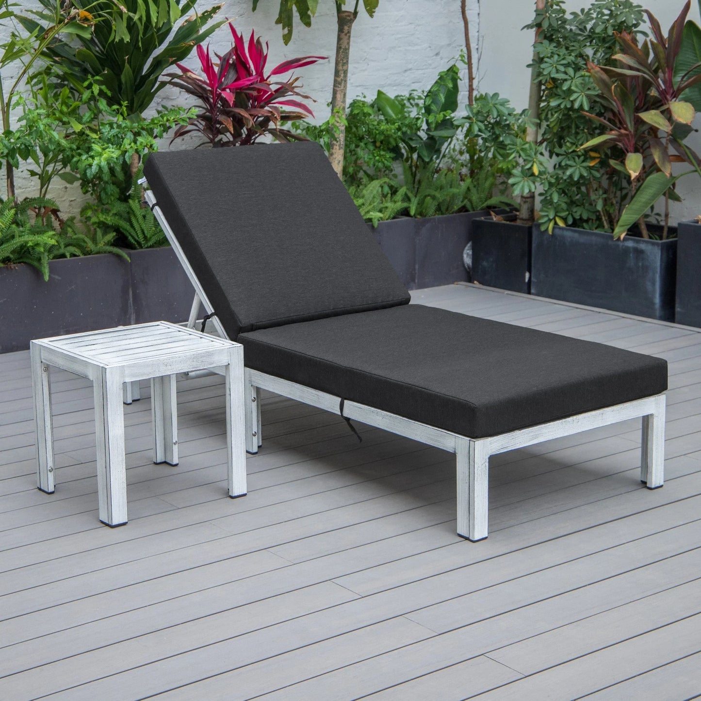 Chelsea Outdoor Chaise Lounge Chair With Side Table and Removable Cushions - Elax Furniture
