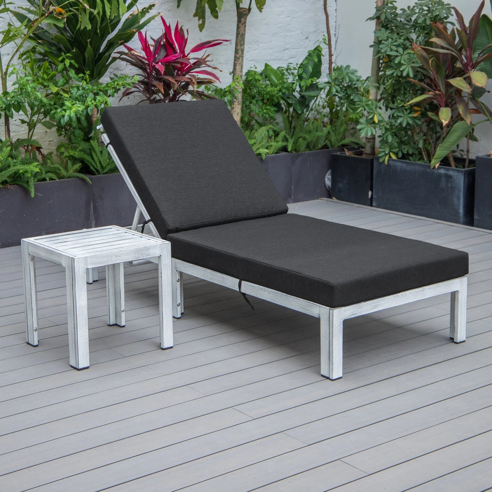 Chelsea Outdoor Chaise Lounge Chair With Side Table and Removable Cushions - Elax Furniture