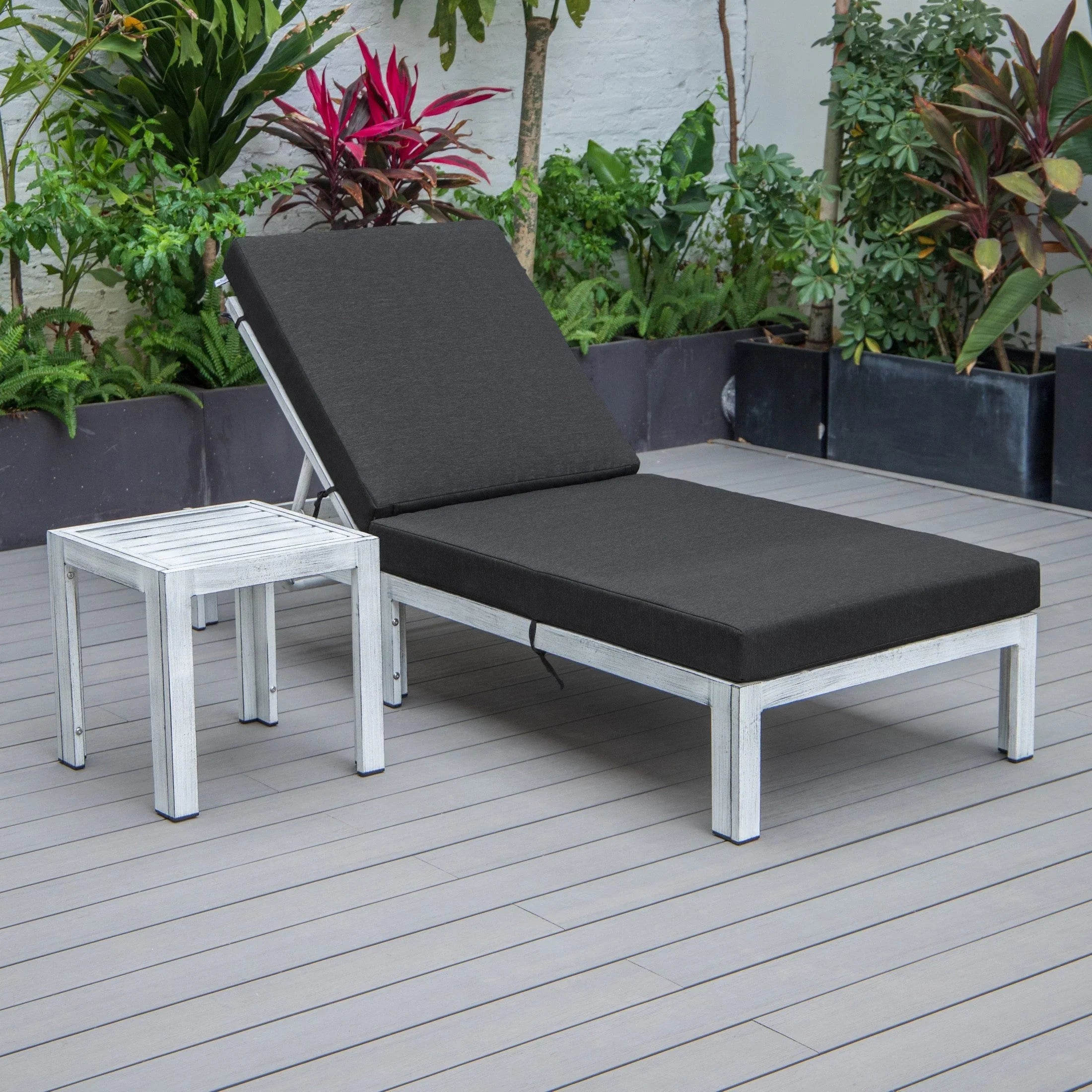 Chelsea Outdoor Chaise Lounge Chair With Side Table and Removable Cushions - Elax Furniture