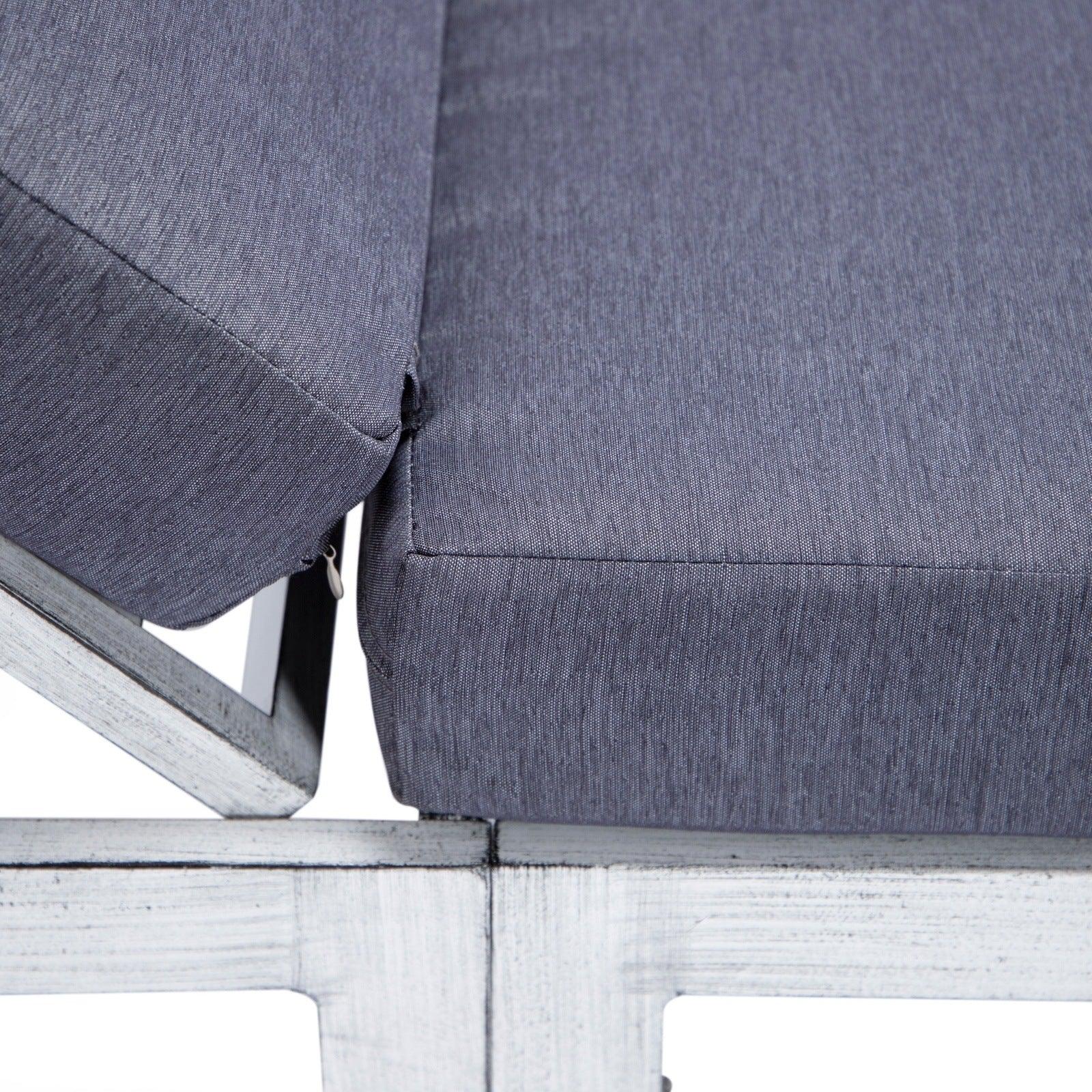 Chelsea Modern Outdoor Weathered Grey Chaise Lounge With Side Table & Cushions Set of Two - Elax Furniture