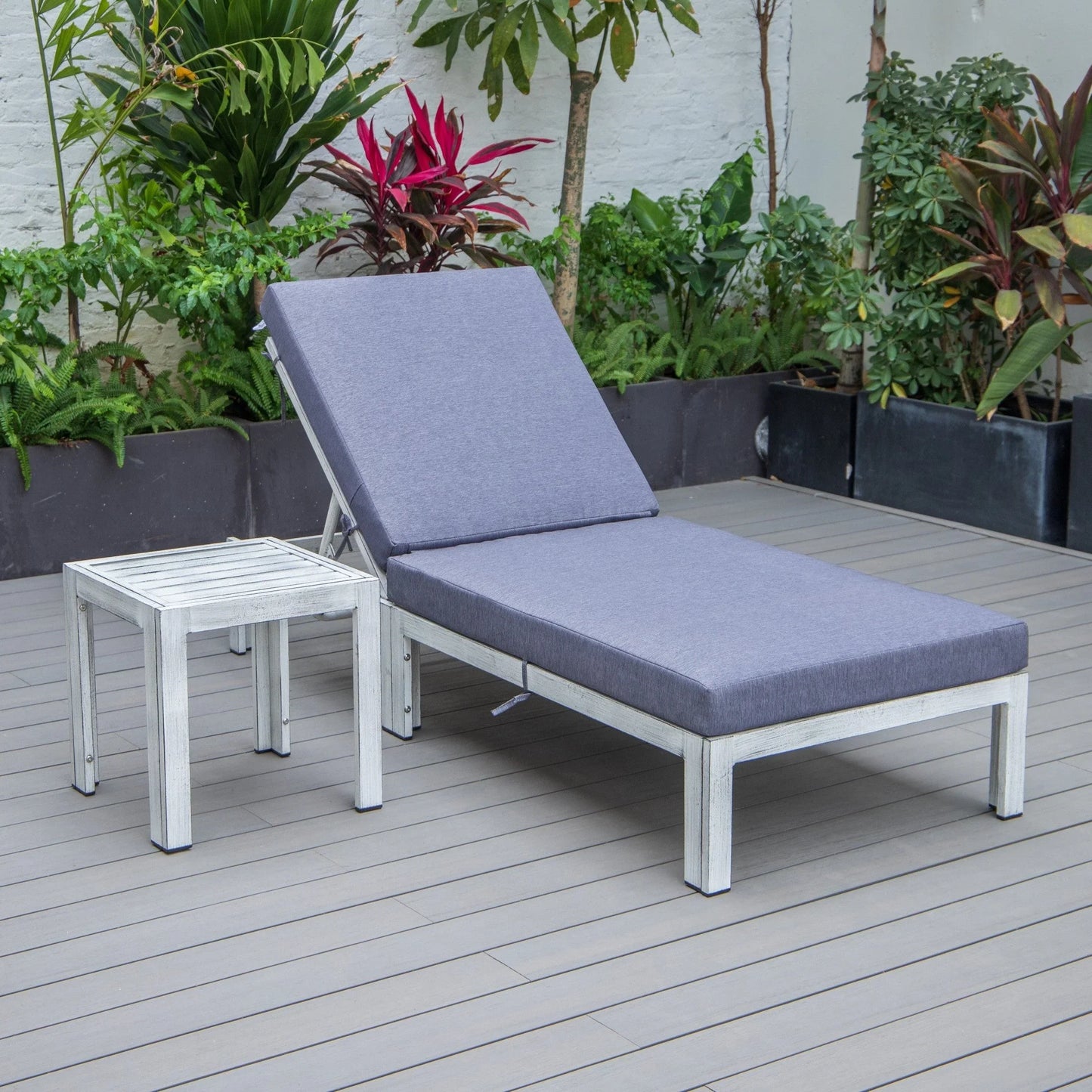 Chelsea Outdoor Chaise Lounge Chair With Side Table and Removable Cushions - Elax Furniture