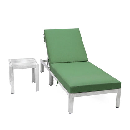 Chelsea Outdoor Chaise Lounge Chair With Side Table and Removable Cushions - Elax Furniture