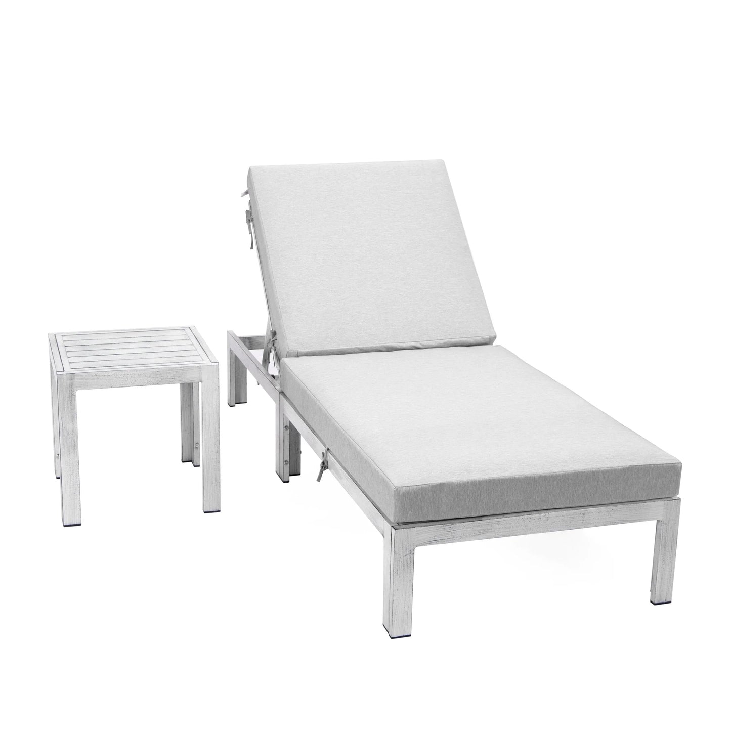 Chelsea Outdoor Chaise Lounge Chair With Side Table and Removable Cushions - Elax Furniture