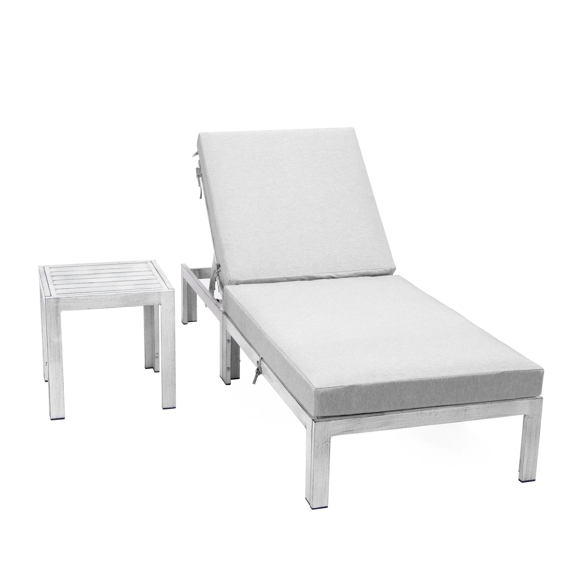 Chelsea Outdoor Chaise Lounge Chair With Side Table and Removable Cushions - Elax Furniture