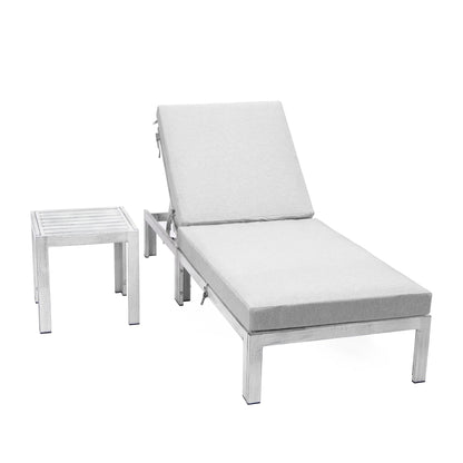 Chelsea Outdoor Chaise Lounge Chair With Side Table and Removable Cushions - Elax Furniture