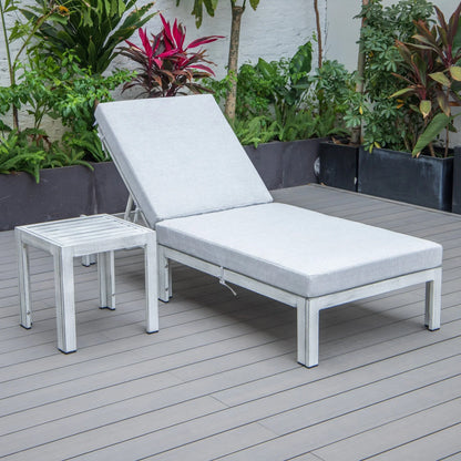 Chelsea Outdoor Chaise Lounge Chair With Side Table and Removable Cushions - Elax Furniture
