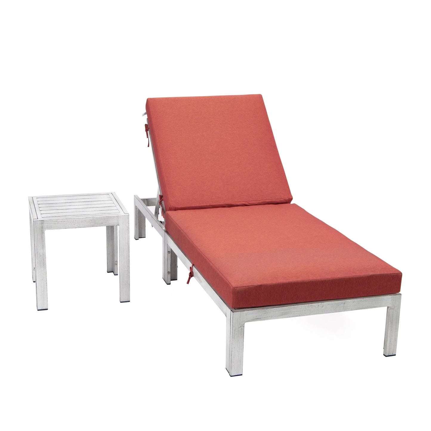 Chelsea Outdoor Chaise Lounge Chair With Side Table and Removable Cushions - Elax Furniture