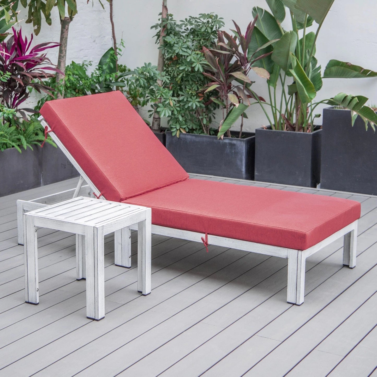 Chelsea Outdoor Chaise Lounge Chair With Side Table and Removable Cushions - Elax Furniture