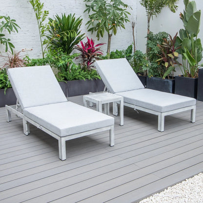 Chelsea Modern Outdoor Weathered Grey Chaise Lounge With Side Table & Cushions Set of Two - Elax Furniture