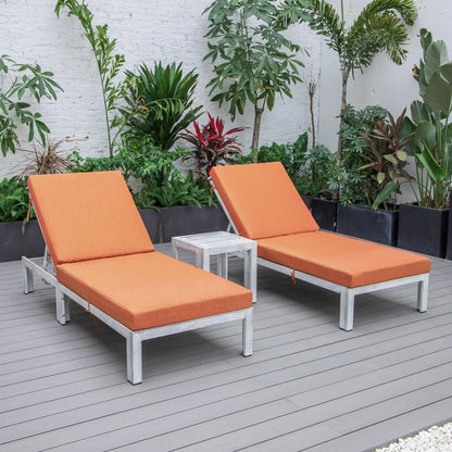 Chelsea Modern Outdoor Weathered Grey Chaise Lounge With Side Table & Cushions Set of Two - Elax Furniture