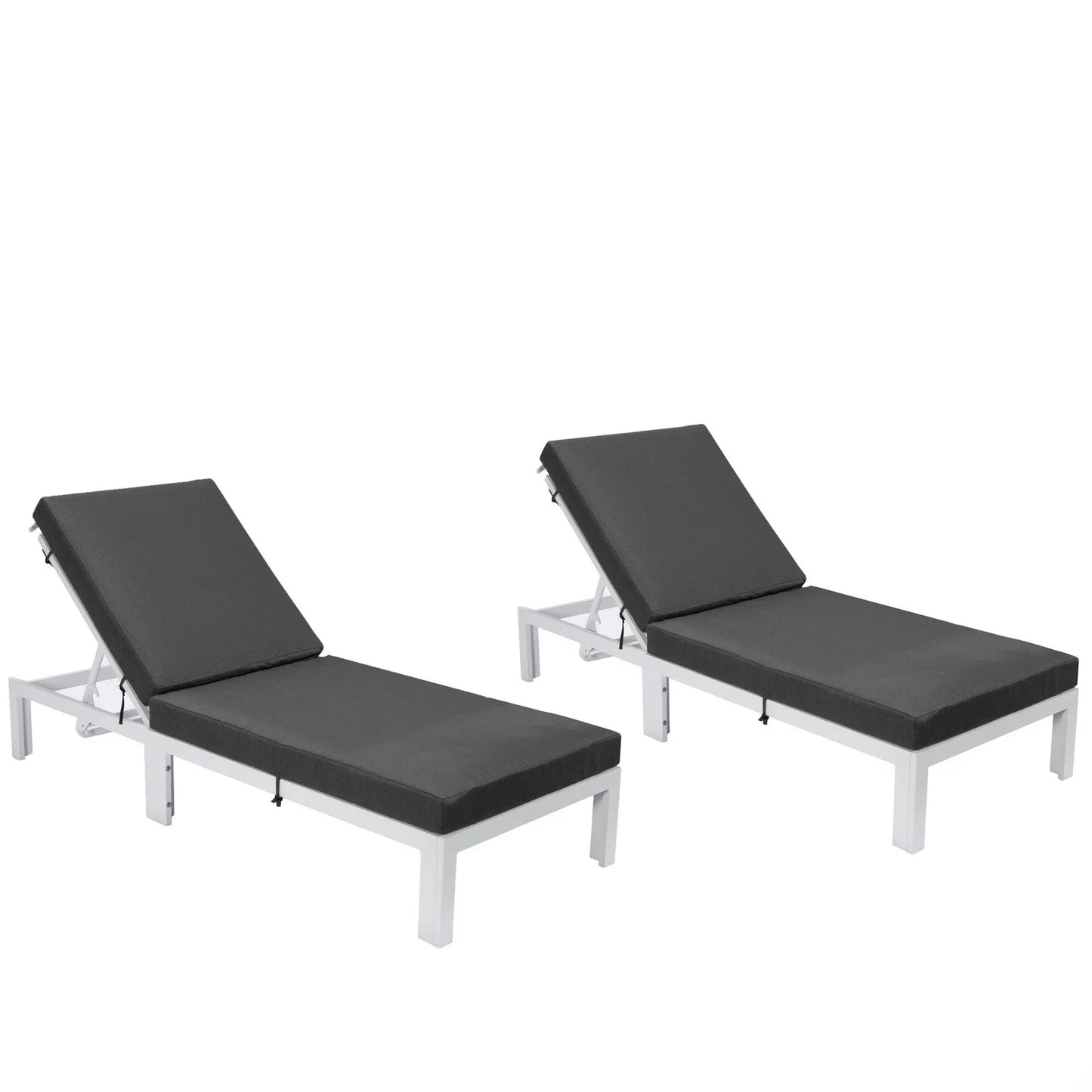 Chelsea Modern Outdoor White Chaise Lounge Chair With Cushions Set of 2 - Elax Furniture
