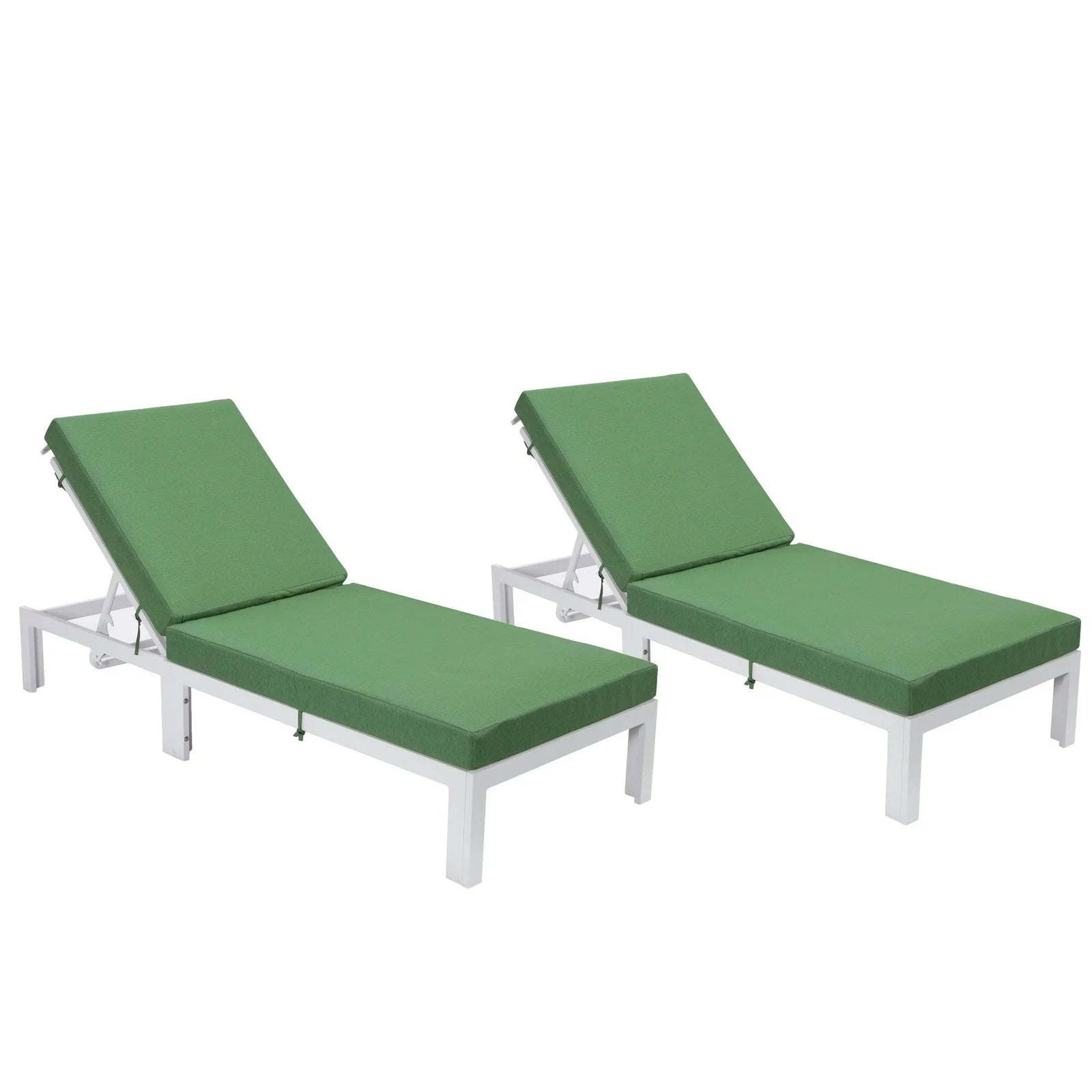 Chelsea Modern Outdoor White Chaise Lounge Chair With Cushions Set of 2 - Elax Furniture