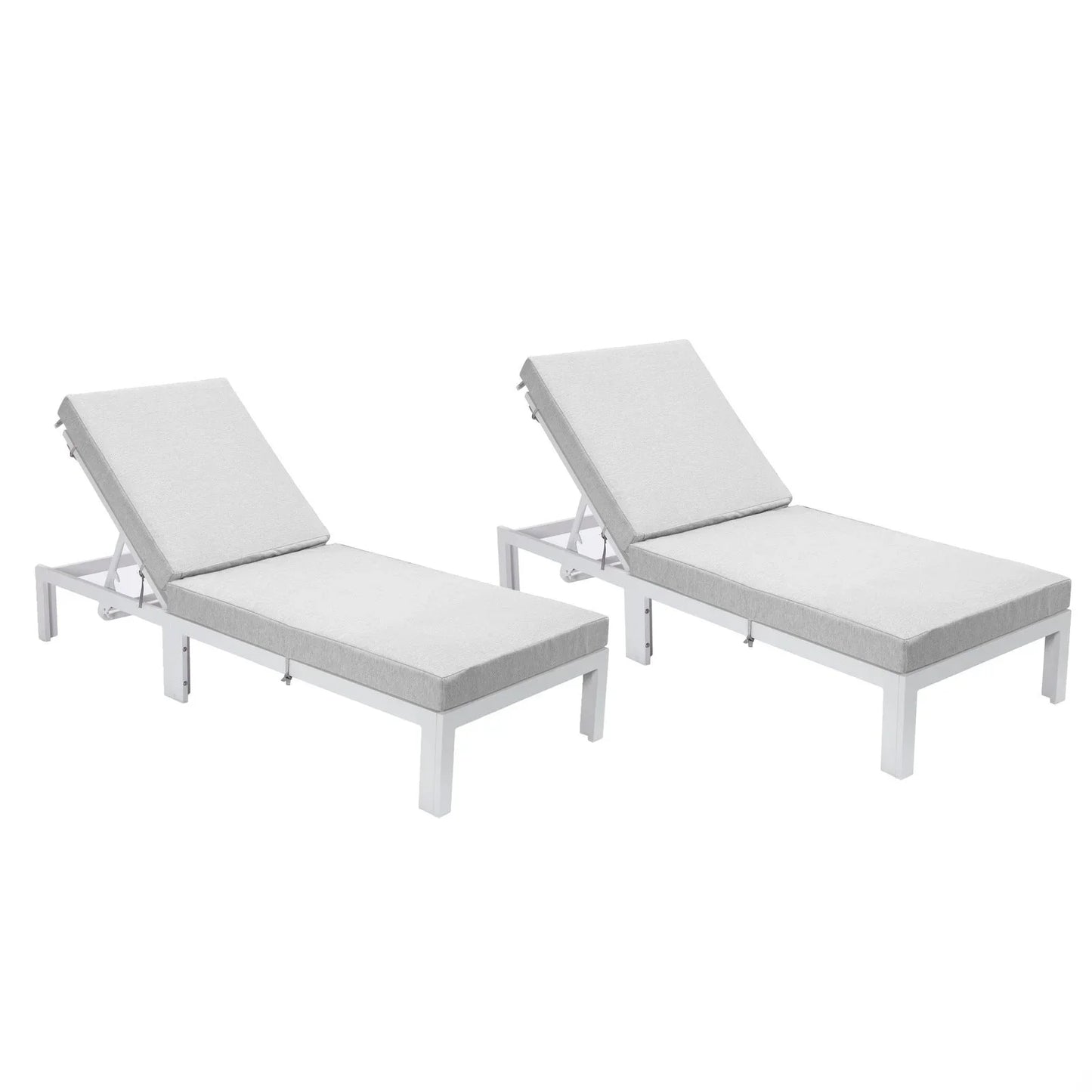 Chelsea Modern Outdoor White Chaise Lounge Chair With Cushions Set of 2 - Elax Furniture