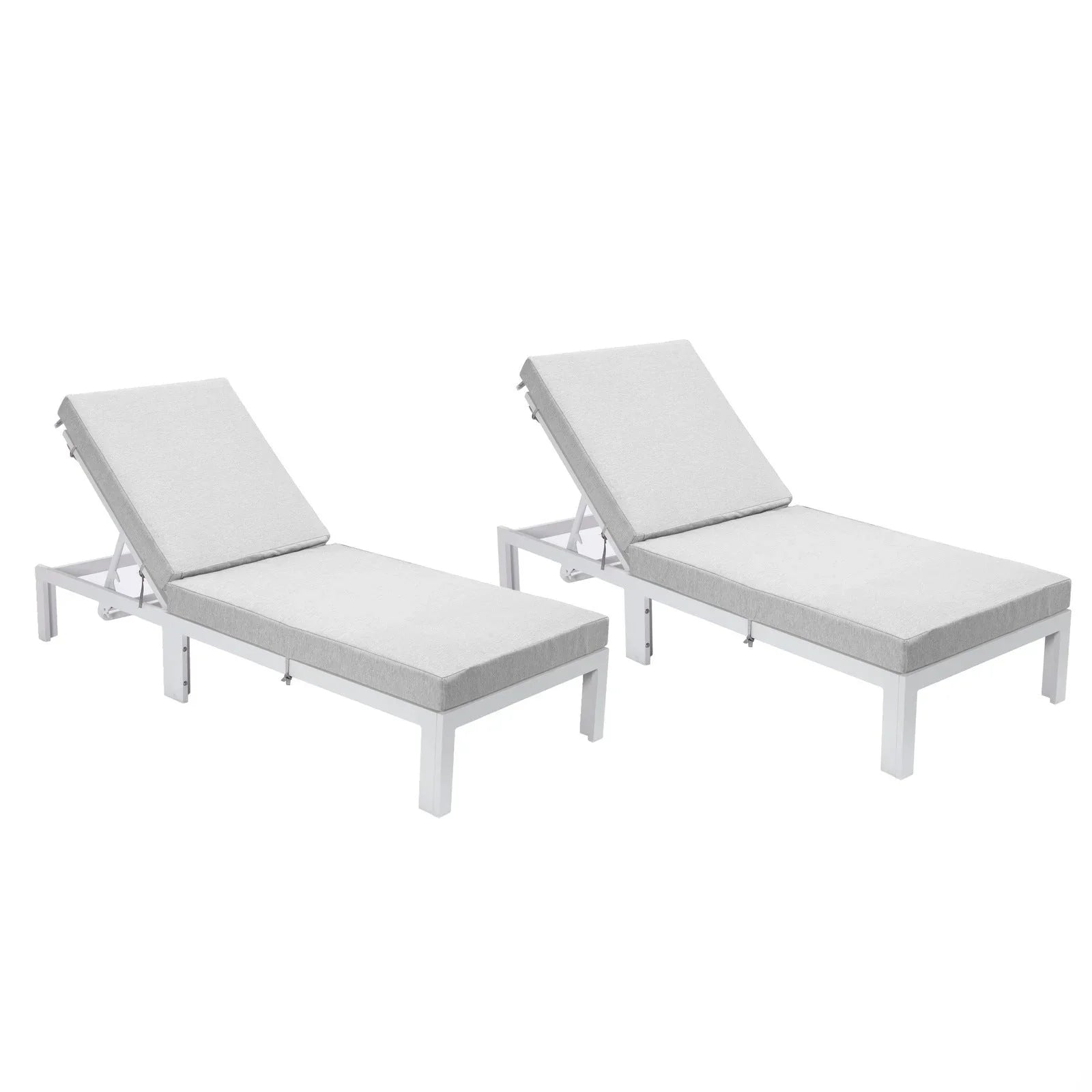 Chelsea Modern Outdoor White Chaise Lounge Chair With Cushions Set of 2 - Elax Furniture