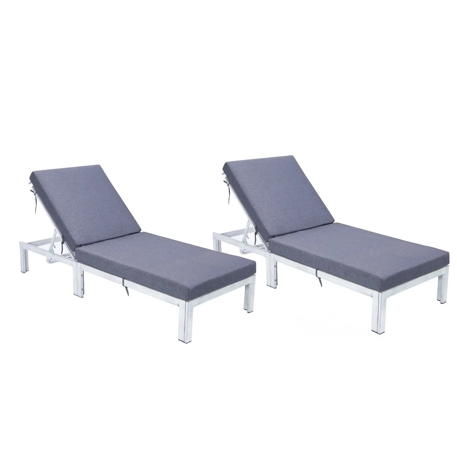 Chelsea Modern Outdoor Weathered Grey Chaise Lounge Chair With Cushions Set of 2 - Elax Furniture