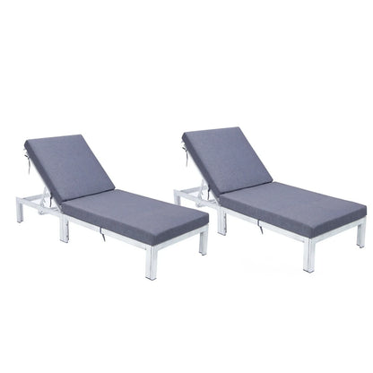 Chelsea Modern Outdoor Weathered Grey Chaise Lounge Chair With Cushions Set of 2 - Elax Furniture