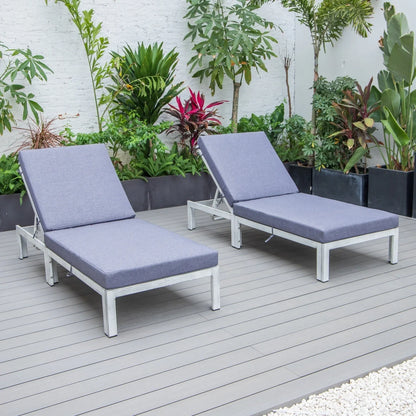 Chelsea Modern Outdoor Weathered Grey Chaise Lounge Chair With Cushions Set of 2 - Elax Furniture