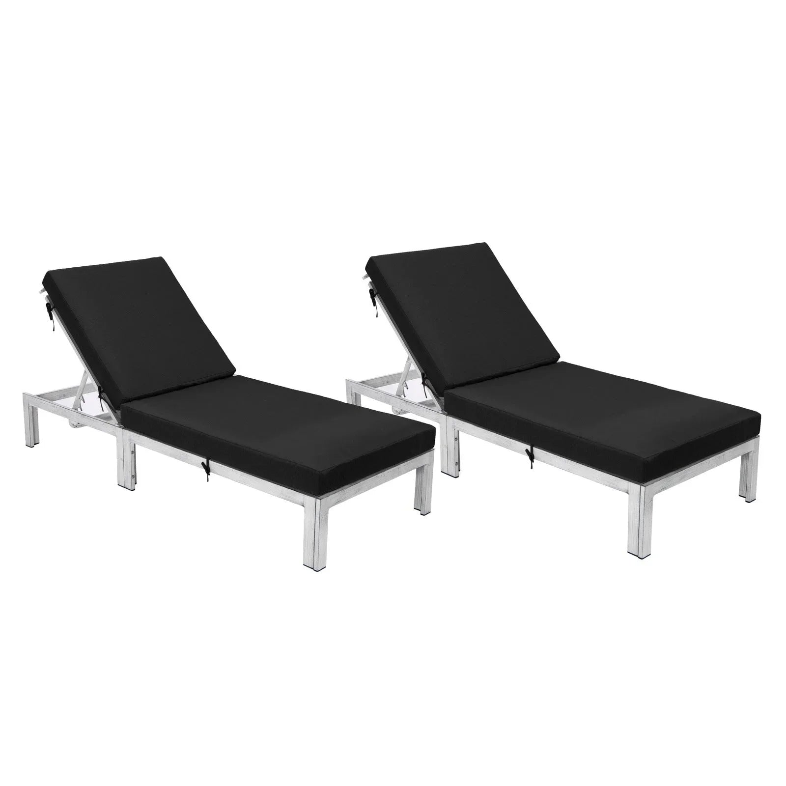 Chelsea Modern Outdoor Weathered Grey Chaise Lounge Chair With Cushions Set of 2 - Elax Furniture