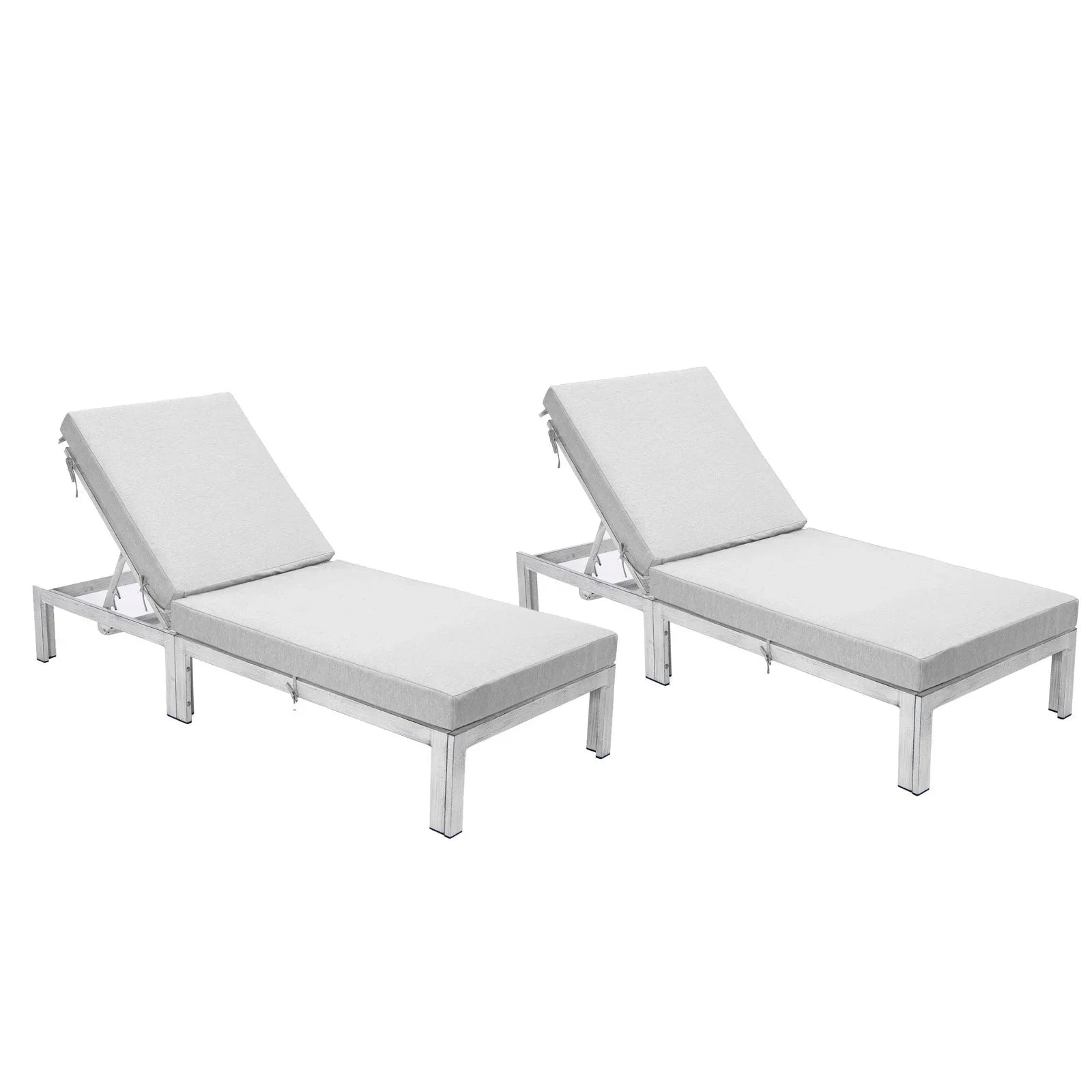 Chelsea Modern Outdoor Weathered Grey Chaise Lounge Chair With Cushions Set of 2 - Elax Furniture