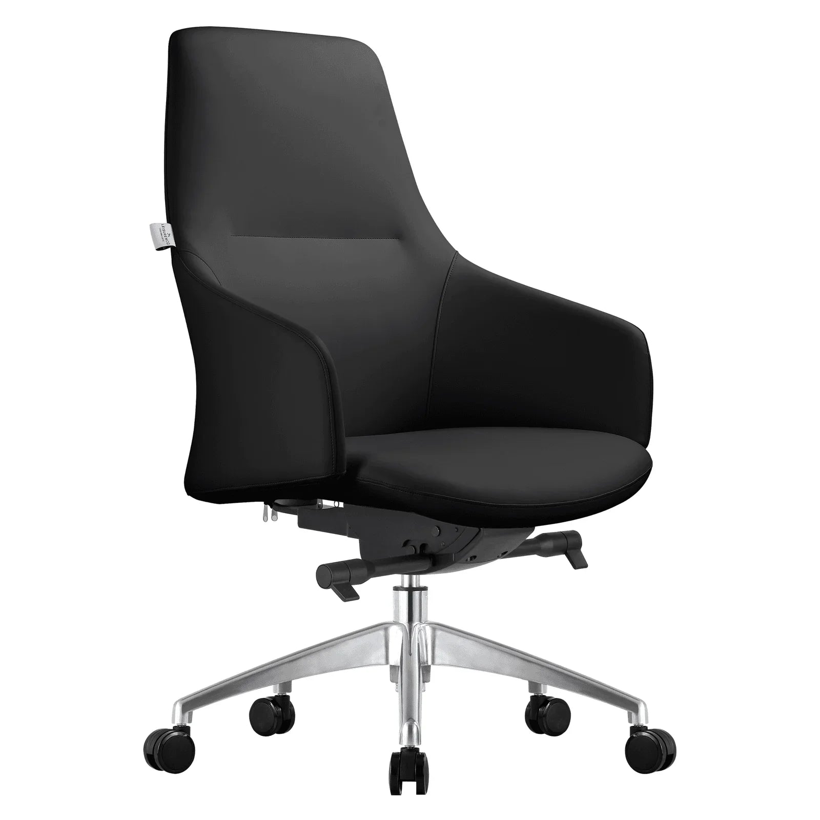 Celeste Office Chair in Upholstered Leather with Swivel and Tilt Waterfall Seat Design - Elax Furniture