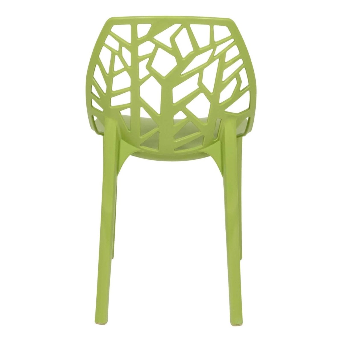 Cornelia Modern ABS Plastic Stackable Dining Chair with Cut-Out Tree Design Solid Green Dining Chair Leisuremod