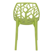 Cornelia Modern ABS Plastic Stackable Dining Chair with Cut-Out Tree Design Solid Green Dining Chair Leisuremod