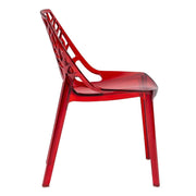 Cornelia Modern ABS Plastic Stackable Dining Chair with Cut-Out Tree Design Transparent Red Dining Chair Leisuremod