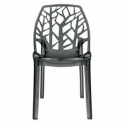 Cornelia Modern ABS Plastic Stackable Dining Chair with Cut-Out Tree Design Transparent Black Dining Chair Leisuremod