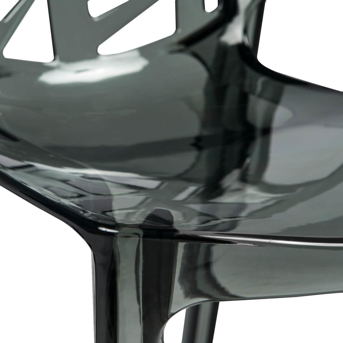 Cornelia Modern ABS Plastic Stackable Dining Chair with Cut-Out Tree Design Transparent Black Dining Chair Leisuremod