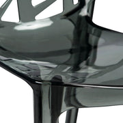 Cornelia Modern ABS Plastic Stackable Dining Chair with Cut-Out Tree Design Transparent Black Dining Chair Leisuremod