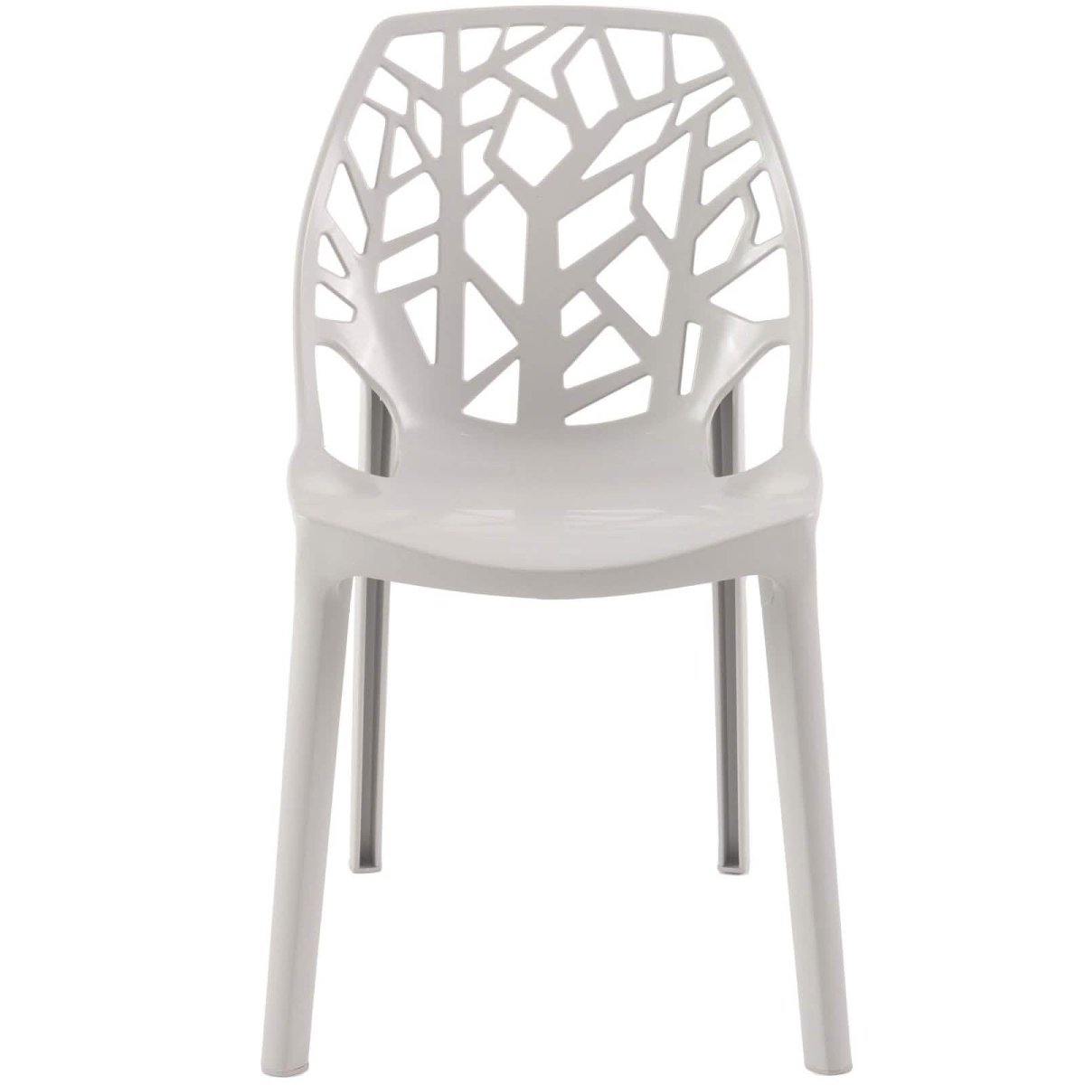 Cornelia Modern ABS Plastic Stackable Dining Chair with Cut-Out Tree Design Grey Dining Chair Leisuremod