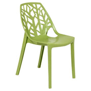Cornelia Modern ABS Plastic Stackable Dining Chair with Cut-Out Tree Design Solid Green Dining Chair Leisuremod